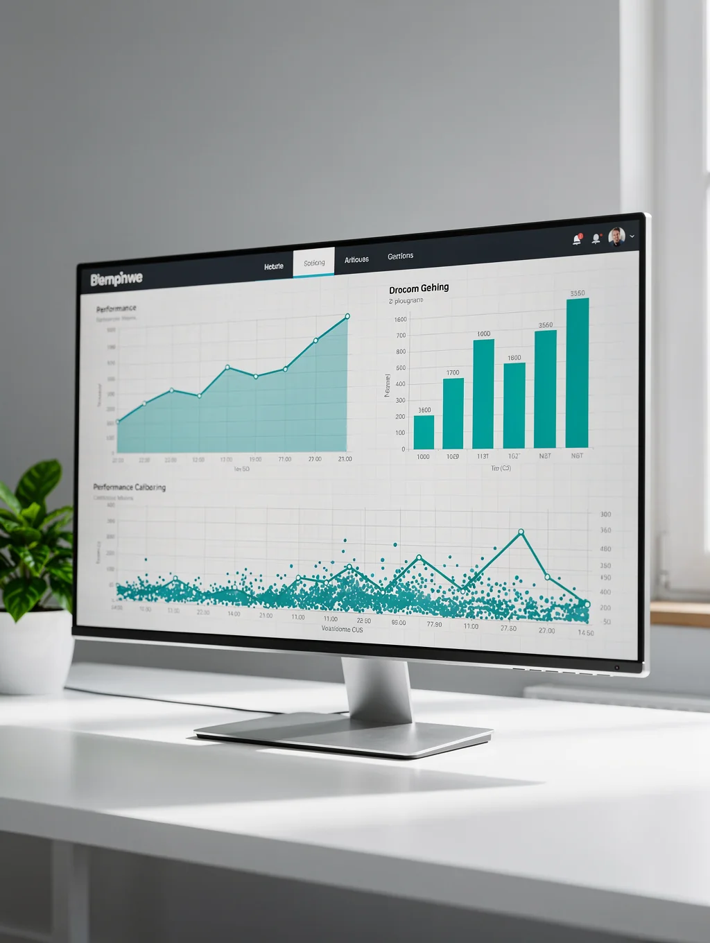 Performance metrics dashboard on a studio monitor